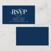 Classy Elegance、Navy Blue Script、RSVP対応 エンクロージャーカード (正面/裏面)