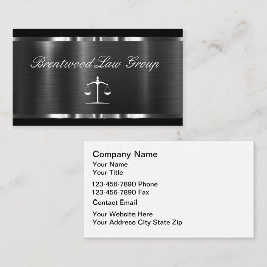 Classy Elegant Attorney Business Cards Design 名刺 (正面/裏面)
