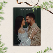 Classy Elegant Black & White Photo Script Wedding セーブザデート