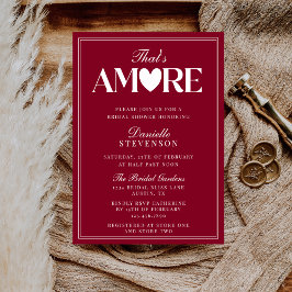 Classy Elegant Burgundy That's Amore Bridal Shower 招待状