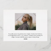 Classy Elegant Gold Script Text Graduate 3 Photo 箔招待状 (裏面)