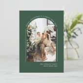 Classy Elegant Green Modern Christmas Family Photo シーズンカード (スタンド正面)