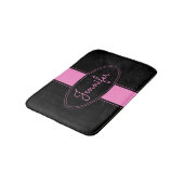Classy Elegant Pink Black Custom Name Personalized バスマット (アングル)