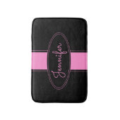 Classy Elegant Pink Black Custom Name Personalized バスマット (正面縦)