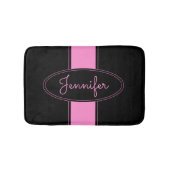 Classy Elegant Pink Black Custom Name Personalized バスマット (正面)