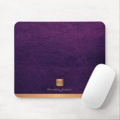 Classy elegant purple leather gold monogrammed マウスパッド (マウス)