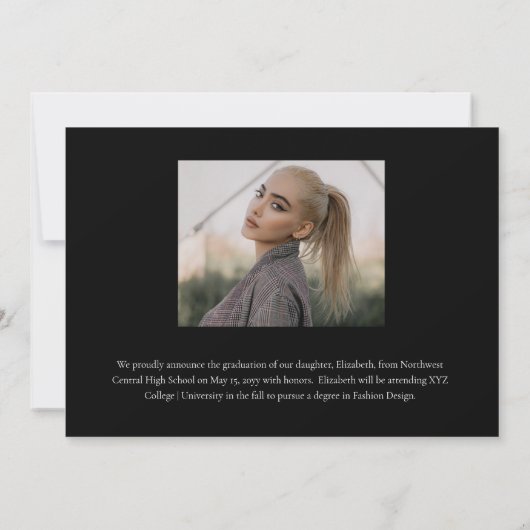 Classy Elegant Script Text Graduate 3 Photo 案内状 (裏面)