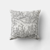 Classy Elegant Vintage Black White Country Toile クッション (裏面)