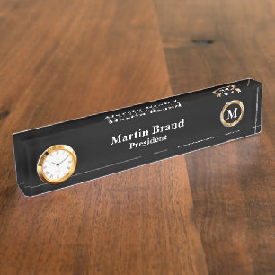 Classy Executive Management Monogram時計 デスクネームプレート