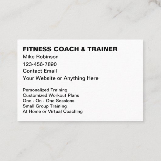 Classy Fitness Coach And Trainer Upscale 名刺 (裏面)