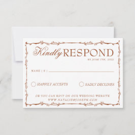 Classy Floral Boho Beige Terracotta Earthy Wedding 出欠カード