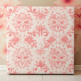Classy Floral Damask Rose Pink タイル