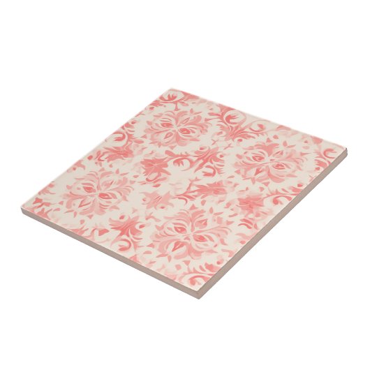Classy Floral Damask Rose Pink タイル (側面)