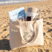 Classy Floral Monogram Wedding Welcome Guest ラージトートバッグ