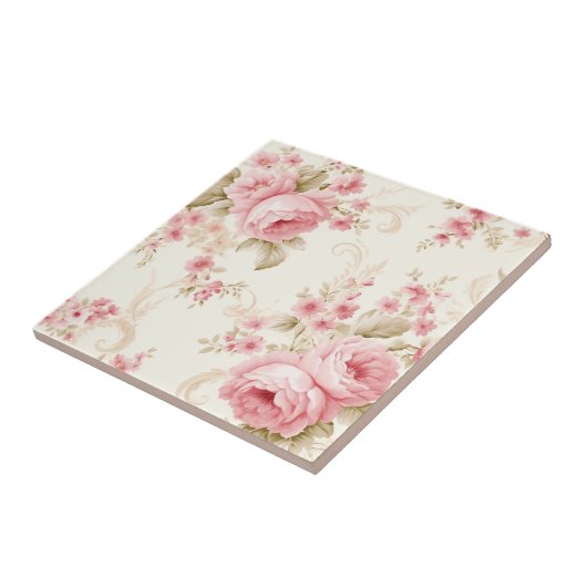 Classy Floral Rose Petal Pink タイル (側面)