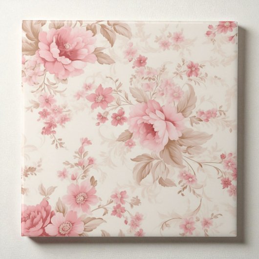 Classy Floral Rose Pink タイル