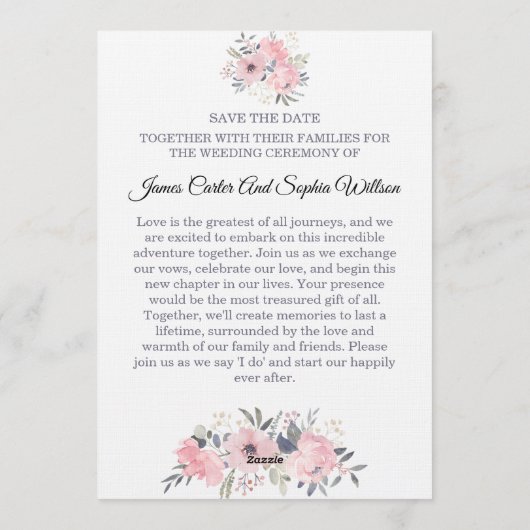 Classy Floral Wedding Invitation elegant card 招待状 (裏面)