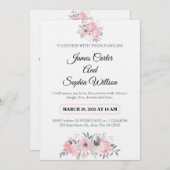 Classy Floral Wedding Invitation elegant card 招待状 (正面/裏面)