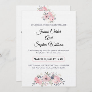 Classy Floral Wedding Invitation elegant card 招待状