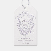 Classy French Lavender Bridal Shower Thank You ギフトタグ (正面)