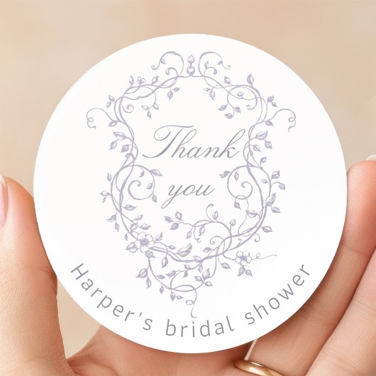 Classy French Lavender Bridal Shower Thank You ラウンドシール