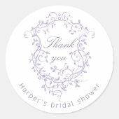 Classy French Lavender Bridal Shower Thank You ラウンドシール (正面)