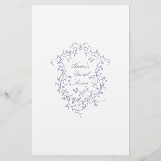 Classy French Lavender Floral Bridal Bingo Game (裏面)