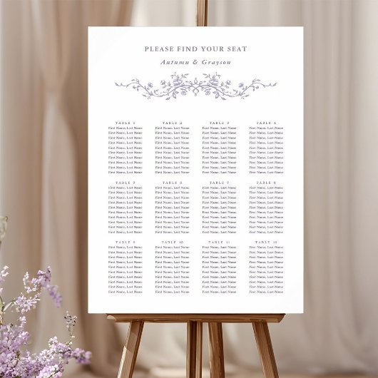 Classy French Lavender Wedding Seating Chart ポスター