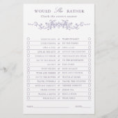 Classy French Lavender 'Would She Rather' Game  (正面)