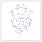 Classy French Victorian Lavender Bridal Shower スクエアシール (正面)