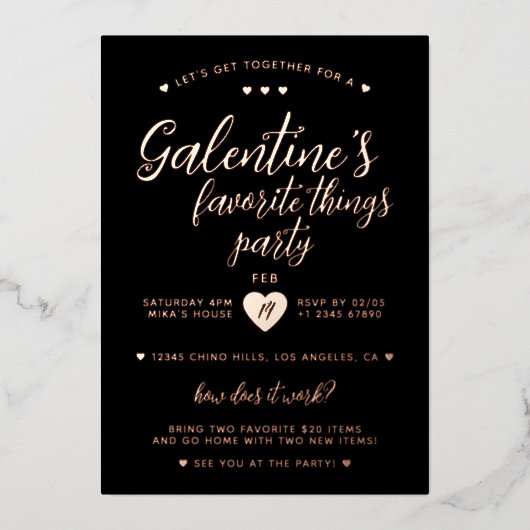 Classy Galentine's Favorite Things Party  箔招待状 (正面)
