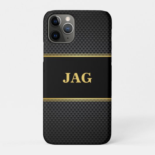 Classy Gold Black Textured Monogram Case-Mate iPhoneケース (裏)