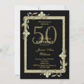 Classy Gold Gem & Glitter 50th Golden Birthday  招待状 (正面)