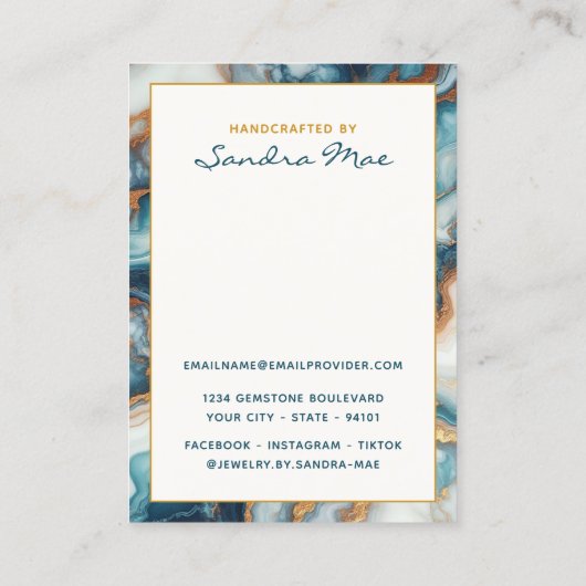 Classy Gold Glitter Marble Jewelry Display Card 名刺 (裏面)