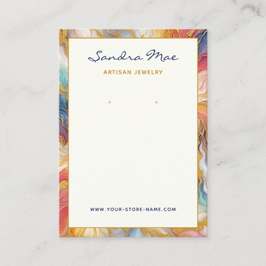 Classy Gold Glitter Marble Jewelry Display Card 名刺 (正面)