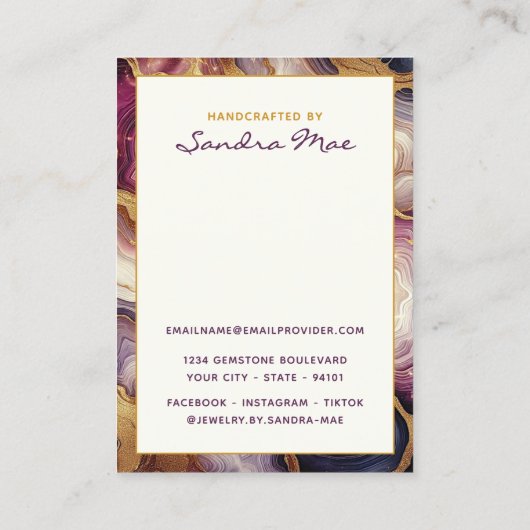 Classy Gold Glitter Marble Jewelry Display Card 名刺 (裏面)