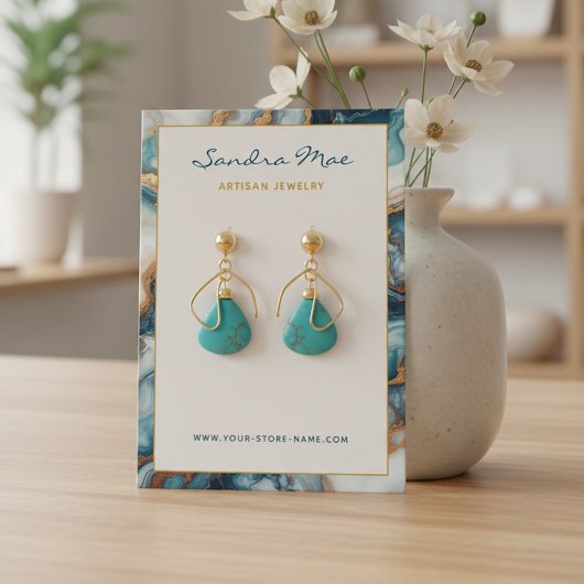 Classy Gold Glitter Marble Jewelry Display Card 名刺