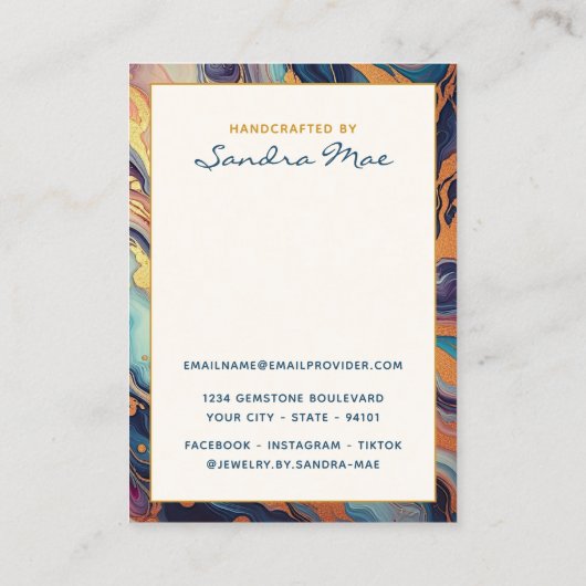 Classy Gold Glitter Marble Jewelry Display Card 名刺 (裏面)