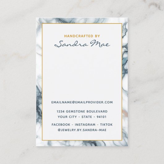 Classy Gold Glitter Marble Jewelry Display Card 名刺 (裏面)