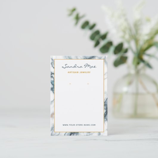 Classy Gold Glitter Marble Jewelry Display Card 名刺 (スタンド正面)