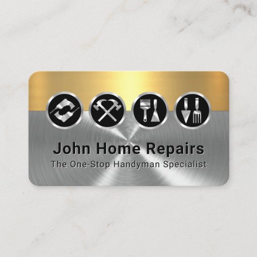 Classy Gold Silver Layers With Gold Tools 名刺 (正面)