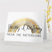  Classy Golden Rainbow Family Name Merry Christmas カード (黄色い花)