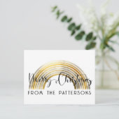 Classy Golden Rainbow Family Name Merry Christmas ポストカード (スタンド正面)