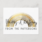 Classy Golden Rainbow Family Name Merry Christmas ポストカード (正面)