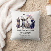 Classy Graduate Fashionistas Dark Blue Robe Design クッション (ブランケット)