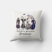 Classy Graduate Fashionistas Dark Blue Robe Design クッション (裏面)