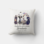 Classy Graduate Fashionistas Dark Blue Robe Design クッション (正面)