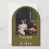 Classy Grassland Old Money Arched Photo Wedding 招待状 (裏面)