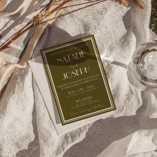 Classy Grassland Old Money Luxury Retro Wedding 招待状