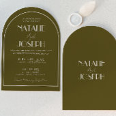Classy Grasslands Old Money Retro Arched Wedding 招待状